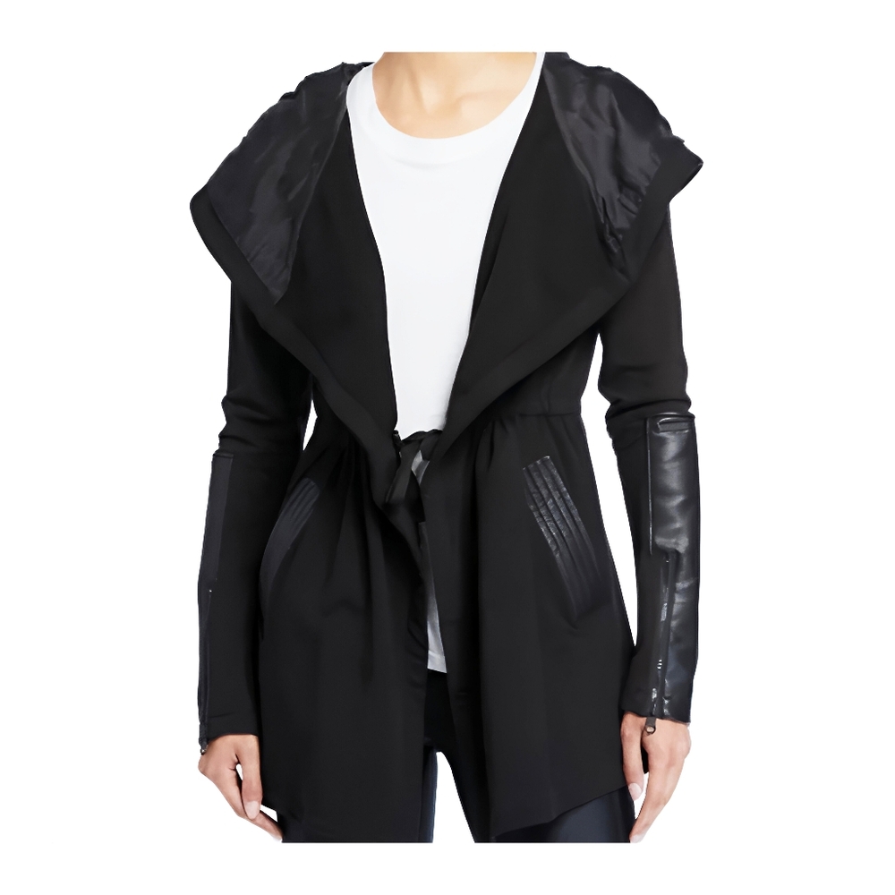 Blanc Noir Black Traveler Hooded Wrap Jacket Size L - Picture 4 of 10